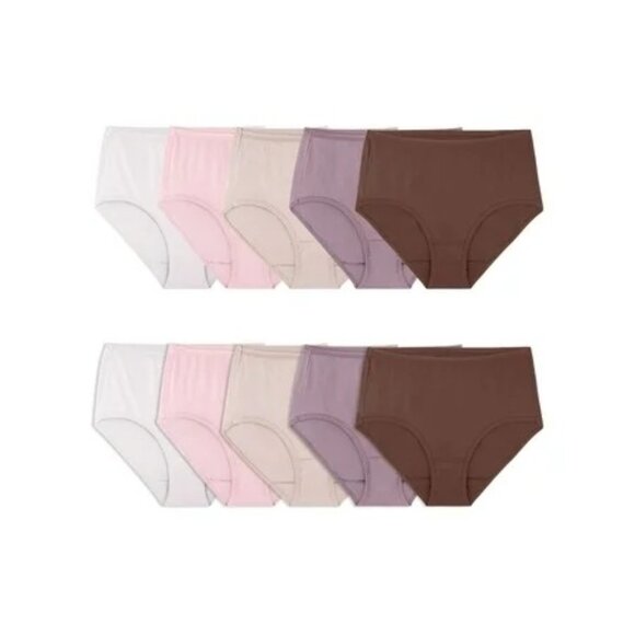 Fruit of the Loom 10 Cotton Briefs Multicolor Pack of 10 Pairs Womens Size 9 2XL - Picture 3 of 3